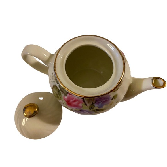 A Special Place Flowered Mini Decorative Teapot Swirl with Gold Trim - Picture 3 of 4